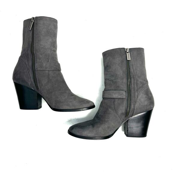 MICHAEL KORS Gray Leather Heeled Booties Boots Size 6.5 - Picture 7 of 10